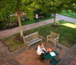 student using outdoor wireless