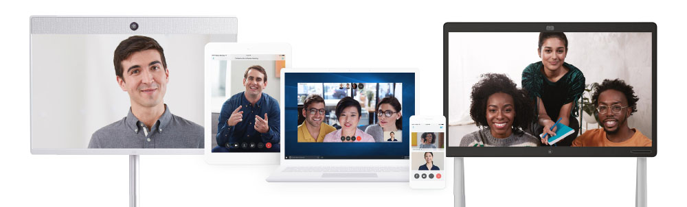 Multiple technologies showing Webex teleconferencing dashboard