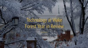 Click on the image of a winter scene on the Wake Forest Campus to view the Year in Review
