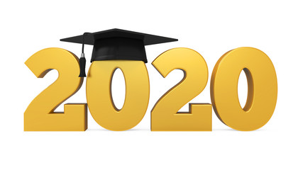 IS gold 2020 image with graduation cap balanced on the first zero