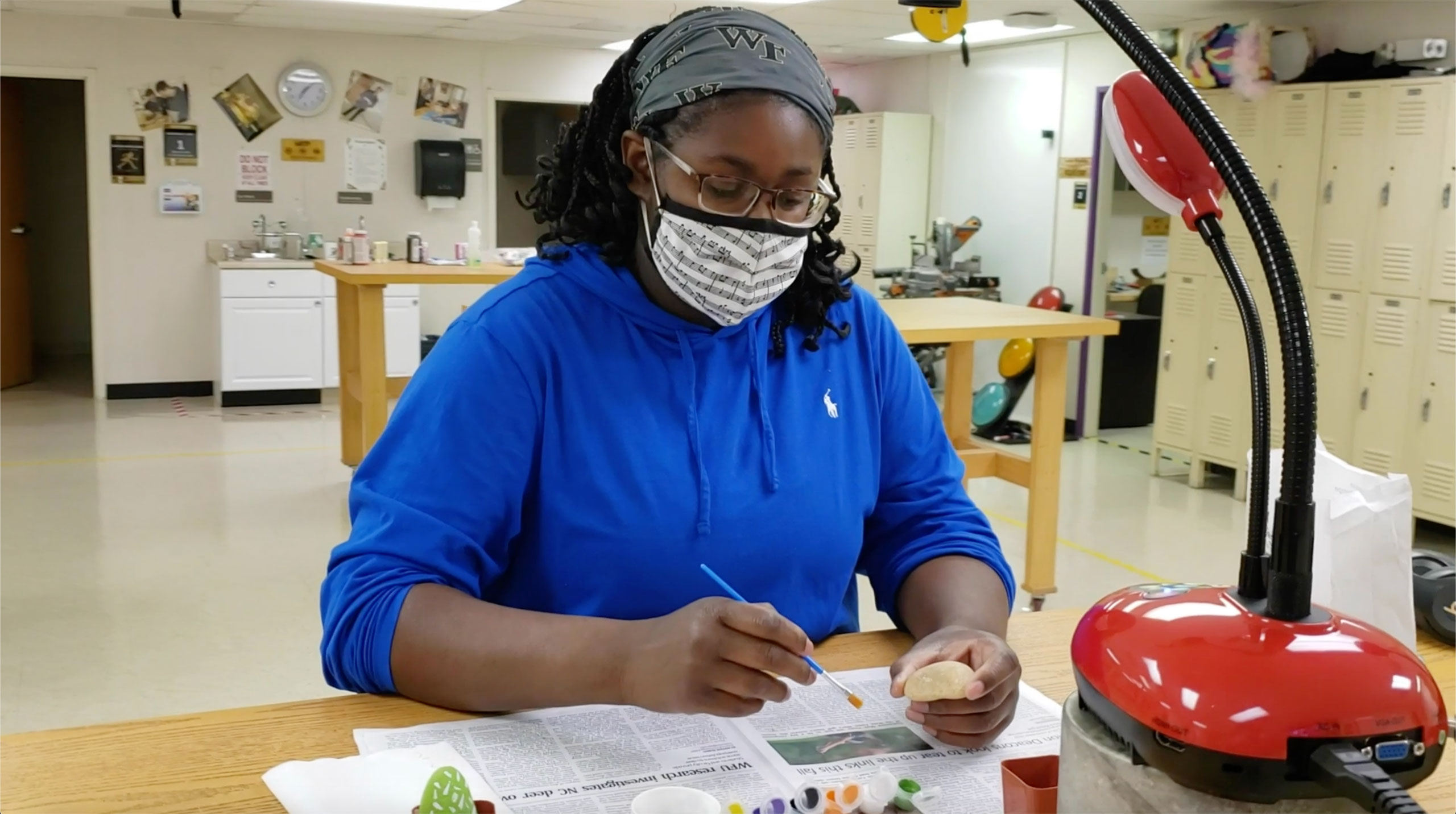 Student working at the Wakerspace work bench