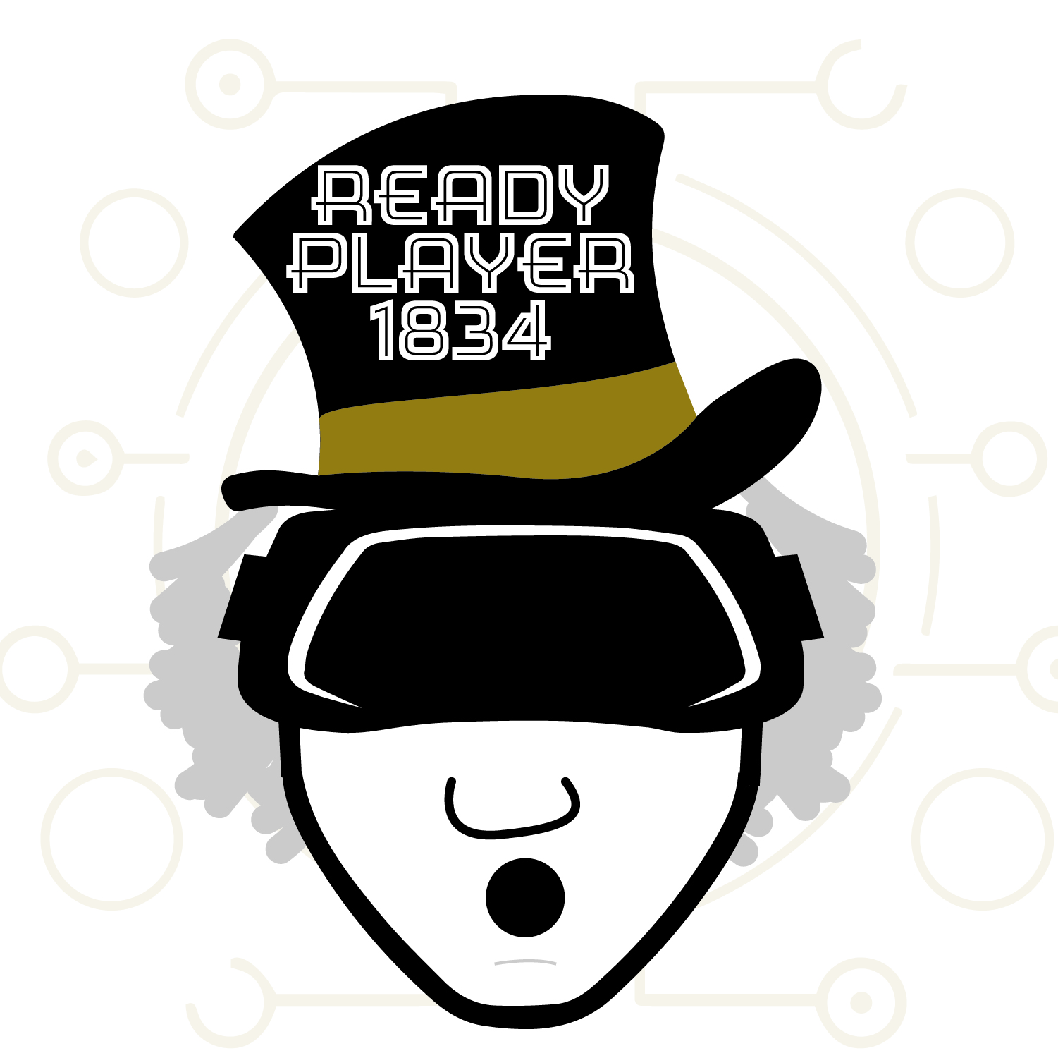 WFU Deac wearing VR goggles with Ready Player 1834 written on them