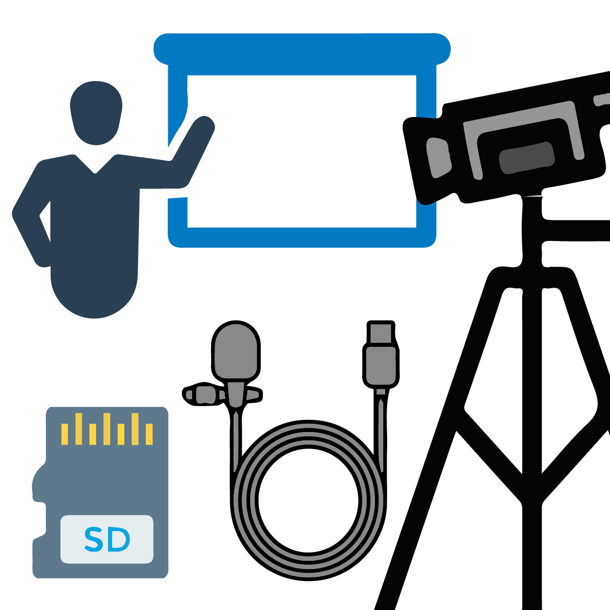 decorative icon of equipment that comes in the recording kits