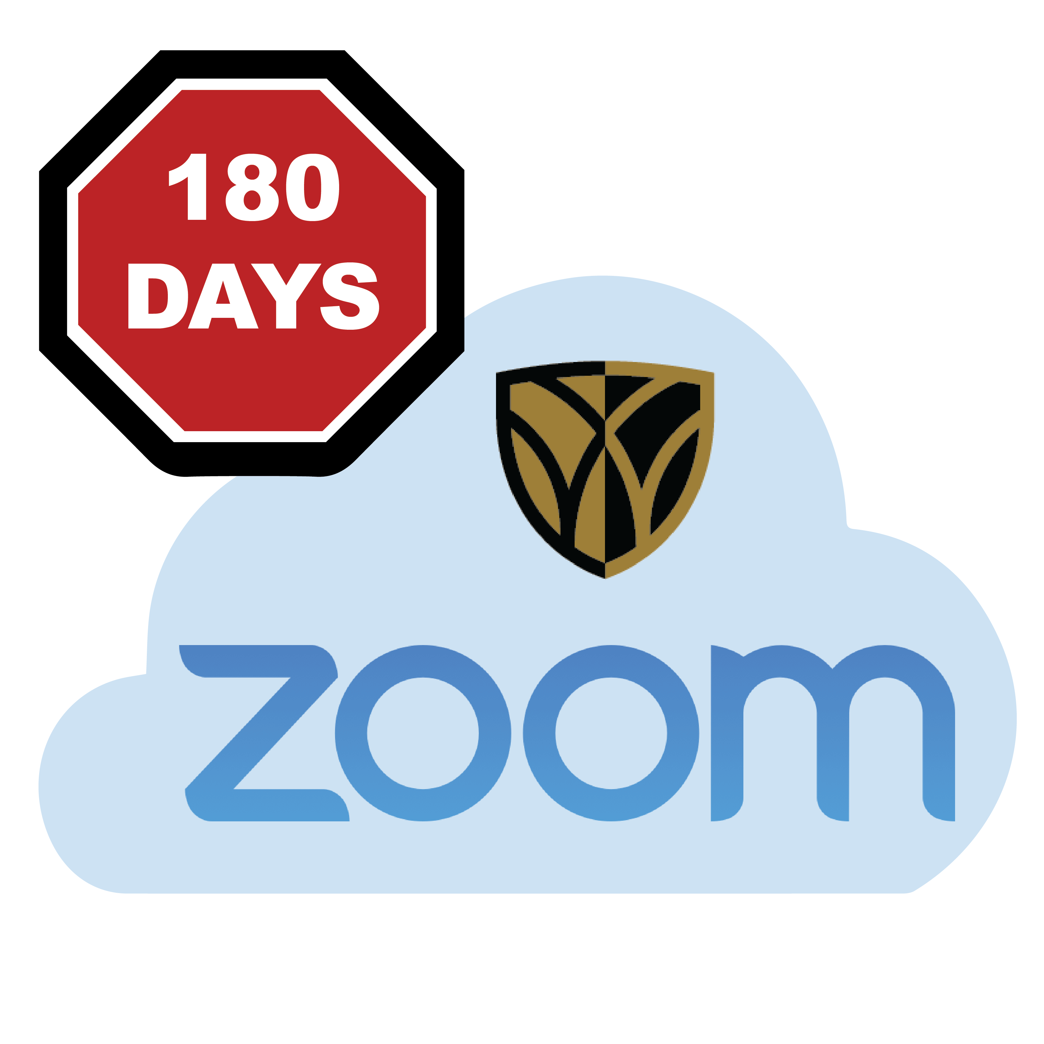 graphic of 180 days stop sign on top of the Zoom WFU Cloud