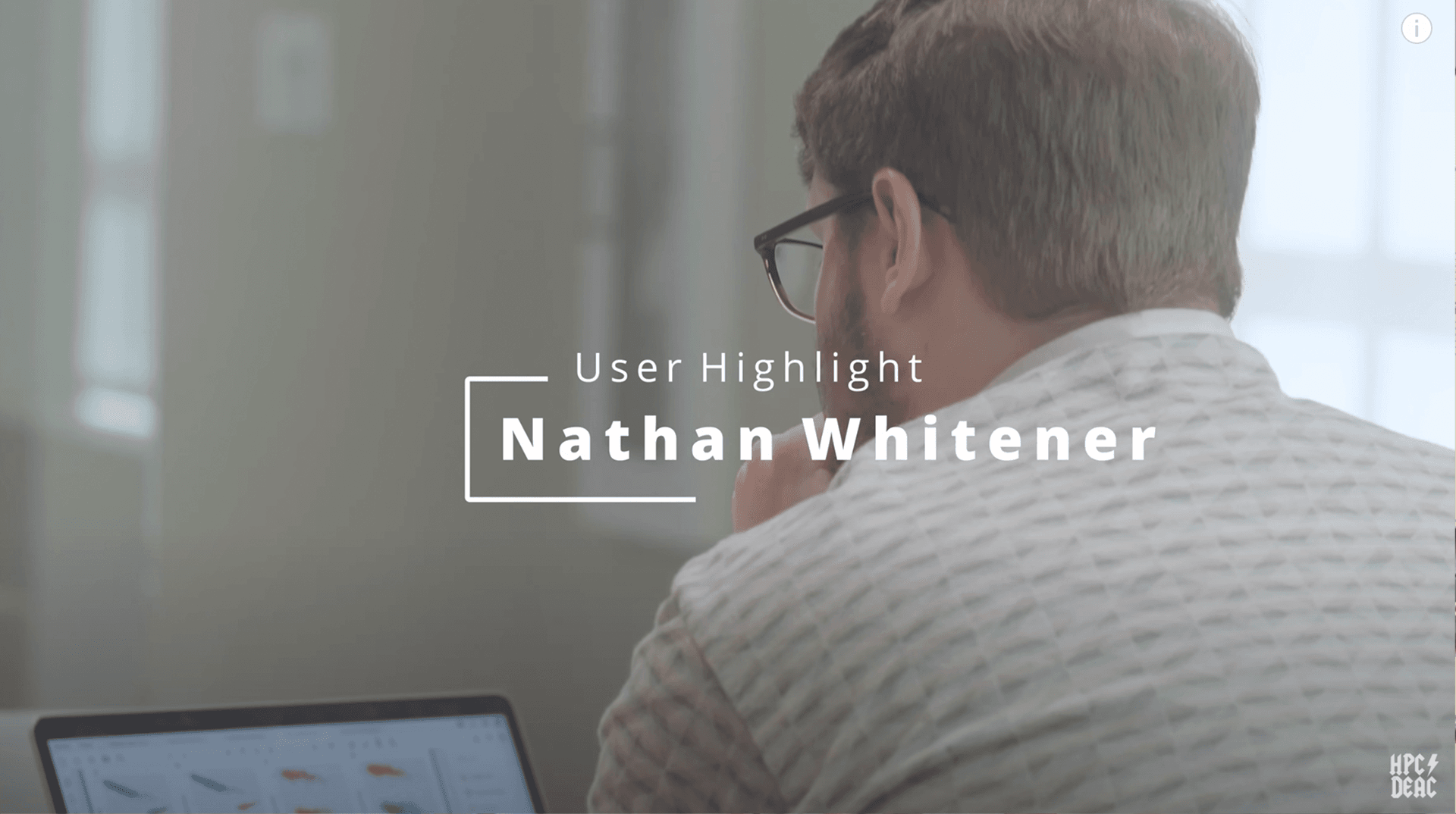 Nathan Whitener sitting at his laptop