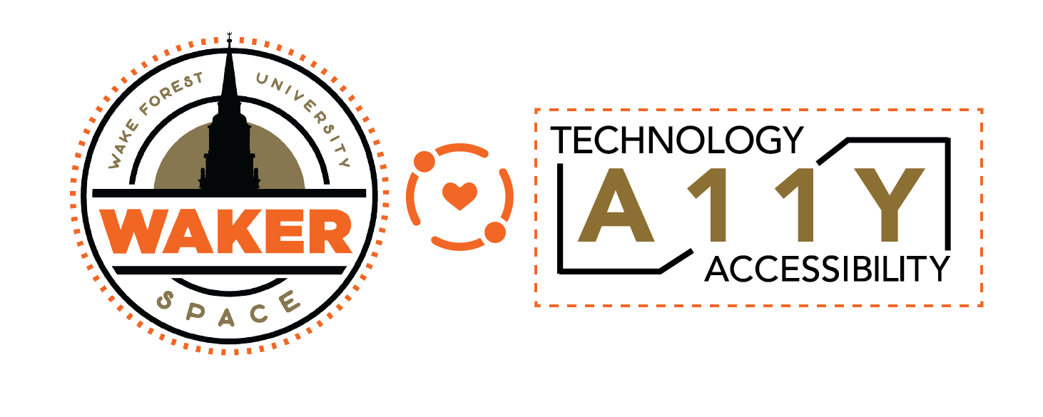 Wakerspace logo with a heart next to A11y logo
