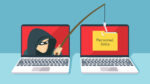 image of a cyber criminal with a fishing pool attempting to catch a file of personal data