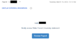 screenshot of phishing email reading "Hello NAME, Kindly review Wake Forest University statement" with "Review Payroll" button.
