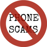 red "no" sign over Phone Scams language