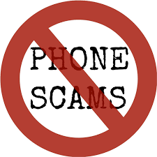 red "no" sign over Phone Scams language