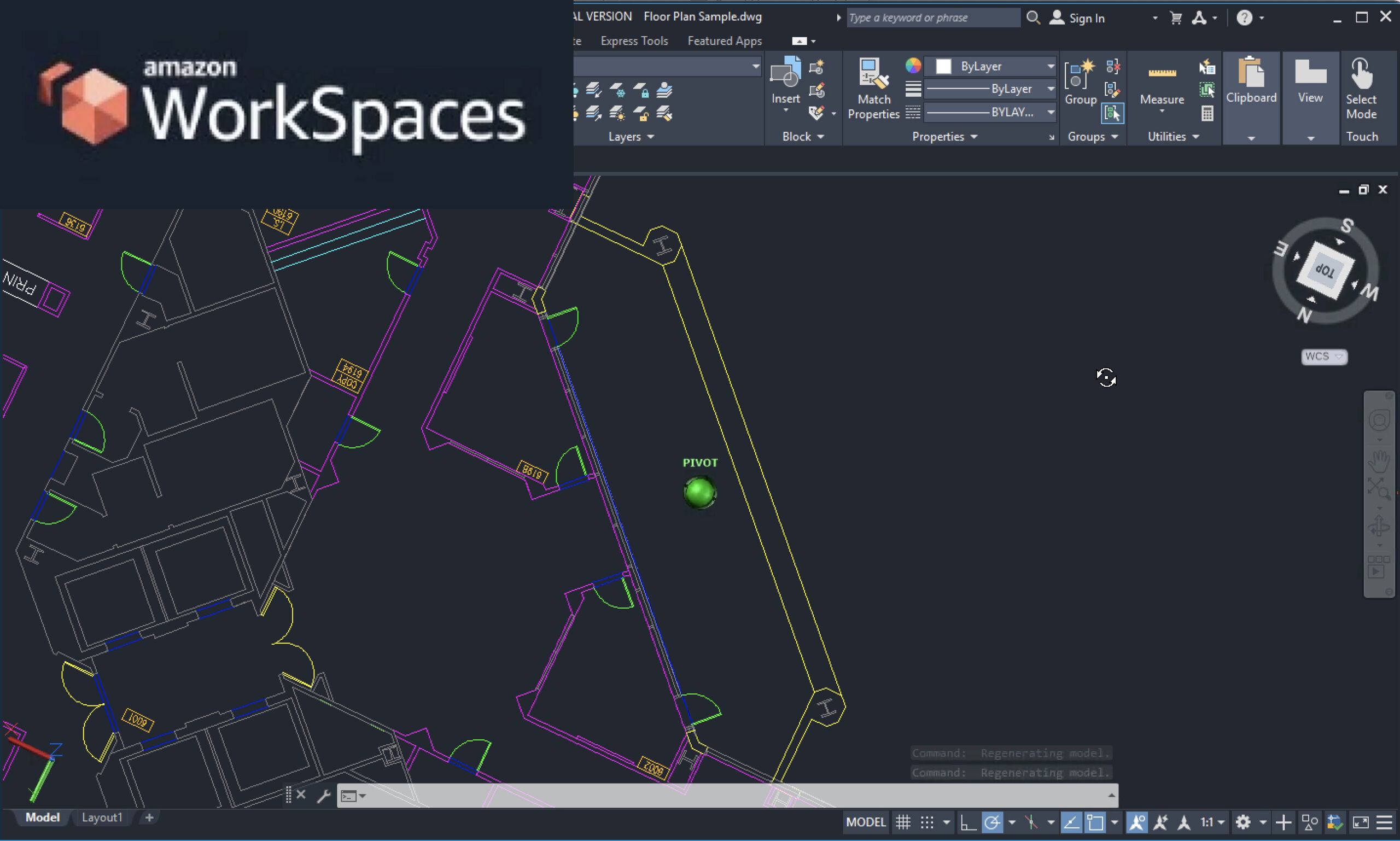 screenshot of AutoCad screen with AWS logo in upper corner