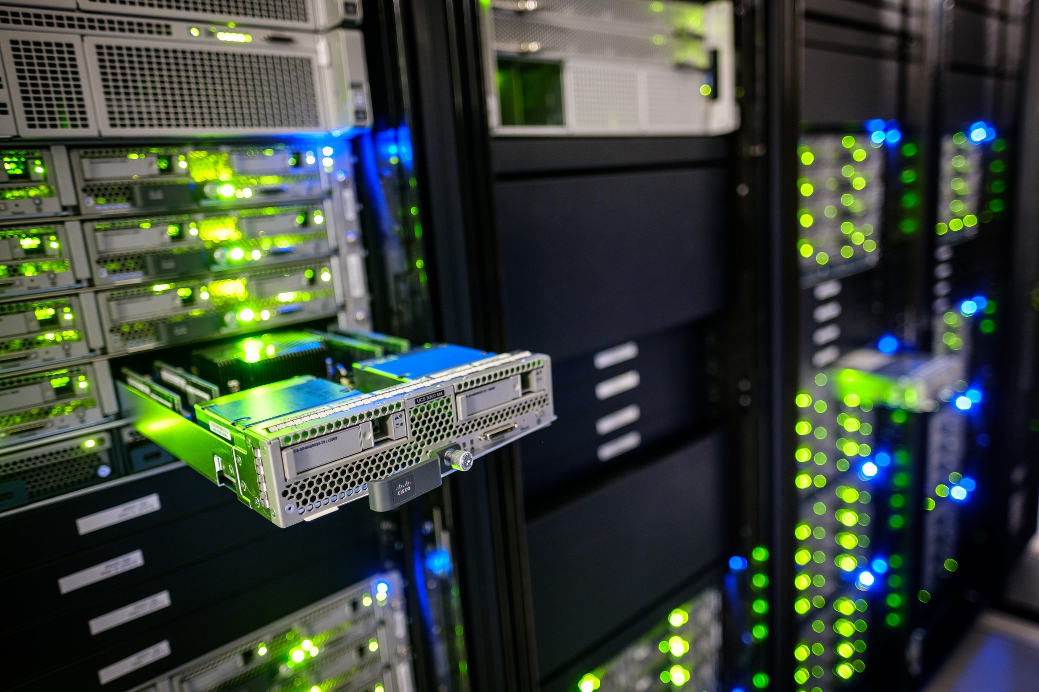 Image of the HPC cluster equipment at the data center