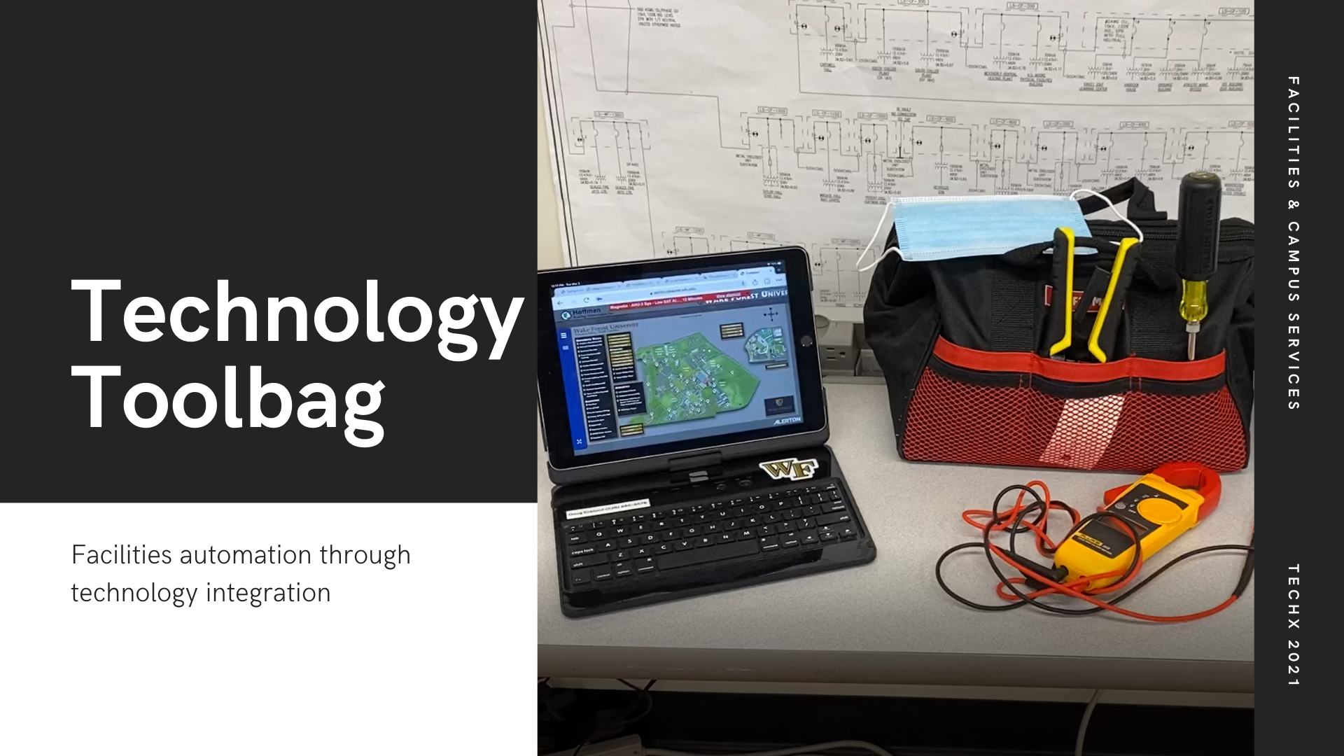 Toolbag and computer used by technicians in facilities